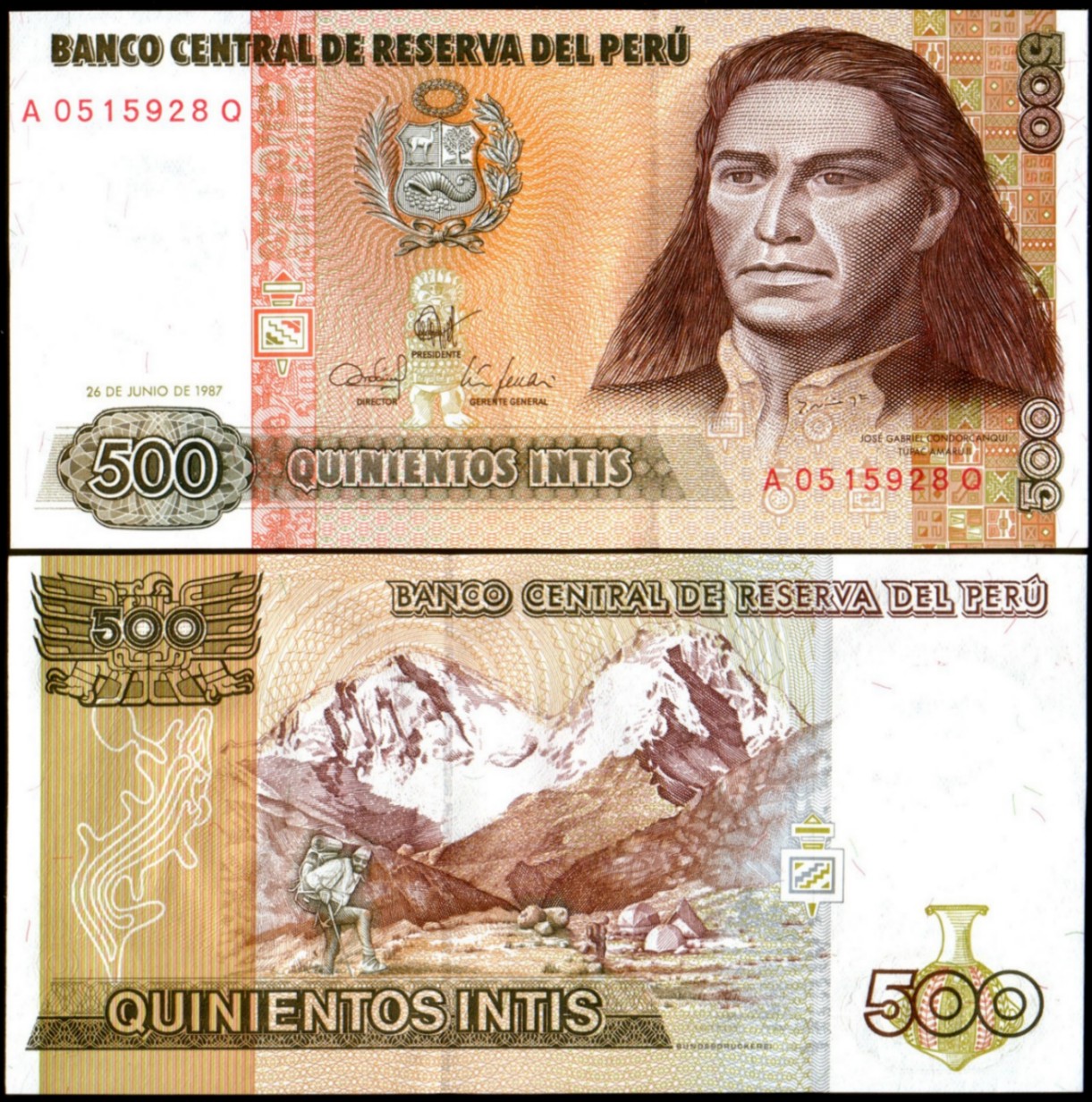 Peru 1987 - 500 intis UNC